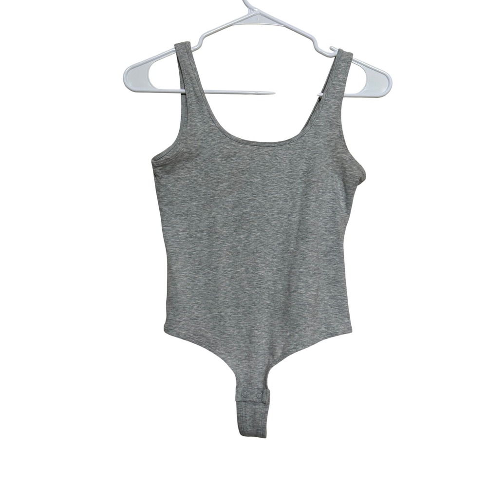 Auden Gray Sleeveless Scoop Neck Bodysuit Small Snap Closure Basic Casual Chic - Picture 1 of 6